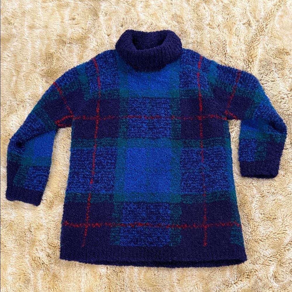 JONES NEW YORK SPORTS Small Hand Knit Mohair Wool Turtleneck Sweater Vintage 🧶